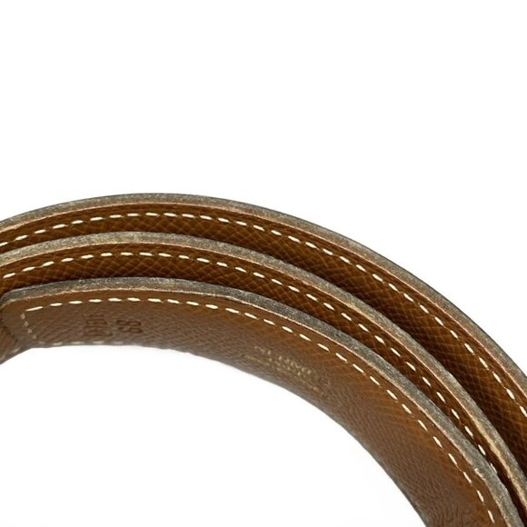 HERMES H Belt Black Gold Leather Hardware Square A Belt